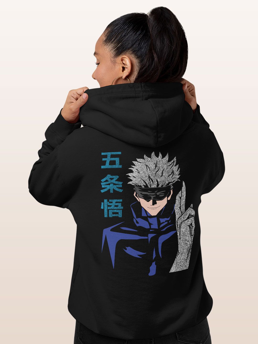 

macmerise Women Printed Hooded Sweatshirt, Black
