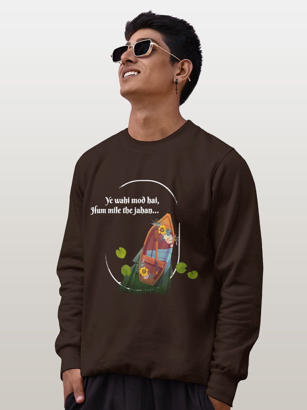 

macmerise Men Printed Sweatshirt, Brown