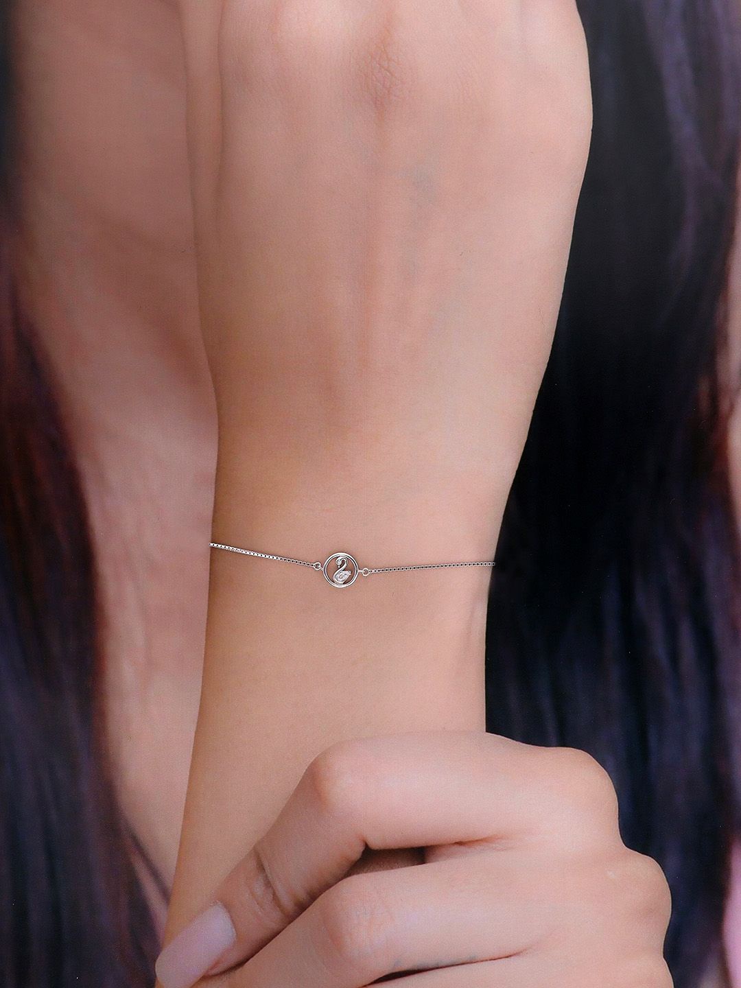 

KAI JEWEL Sterling Silver Rhodium-Plated Cubic Zirconia Link Bracelet