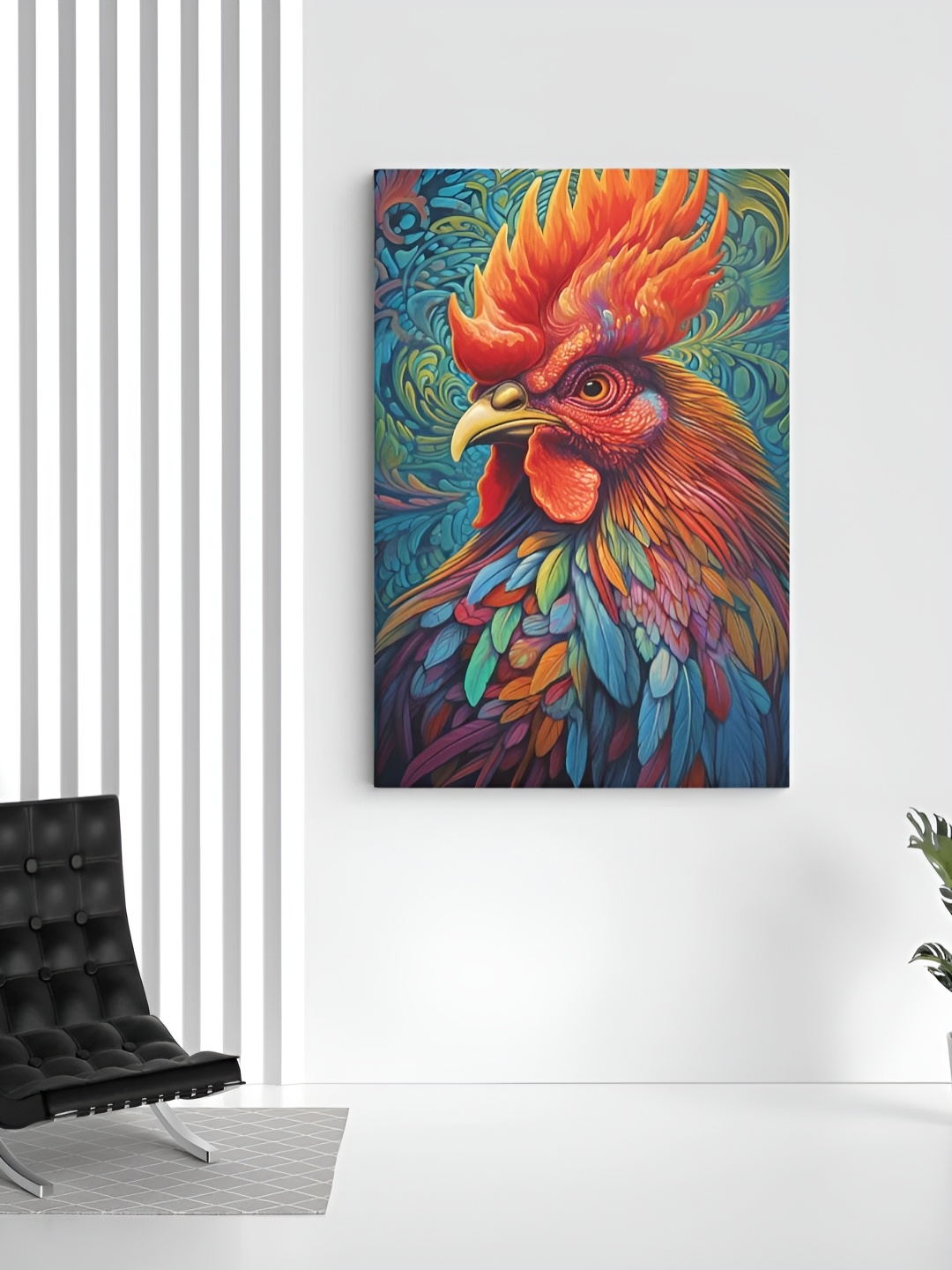 

CLAWCRAFTS Green & Orange Wooden Canvas Wall Art