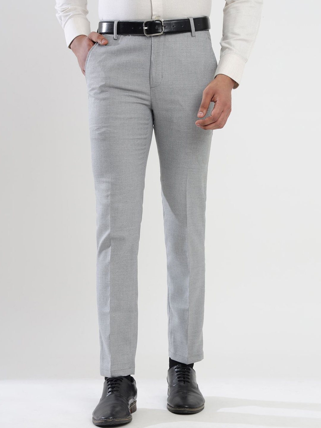 

MANTICORE Men Mid-Rise Regular Fit Formal Trousers, Grey