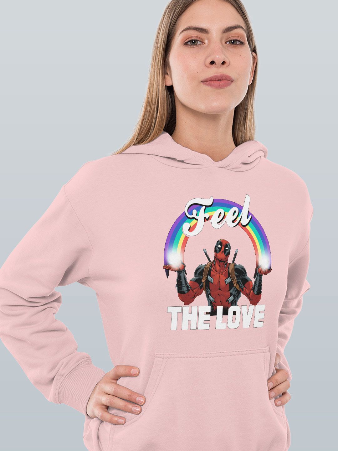 

macmerise Women Printed Hooded Sweatshirt, Pink
