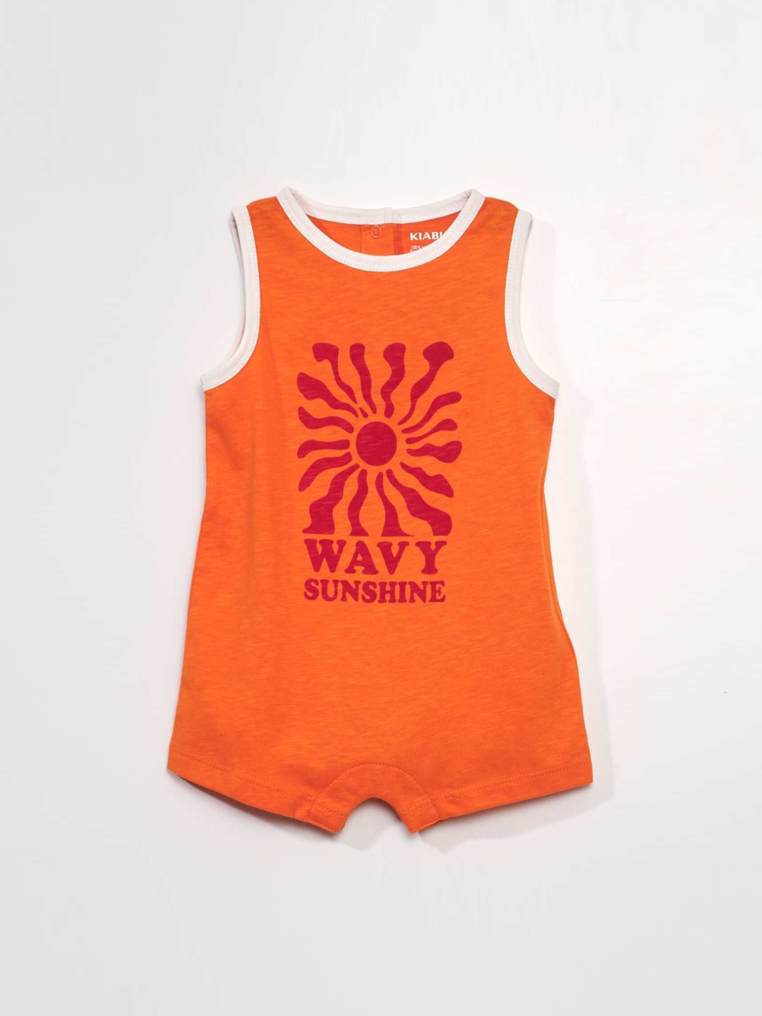 

KIABI Infant Boys Printed Pure Cotton Romper, Orange