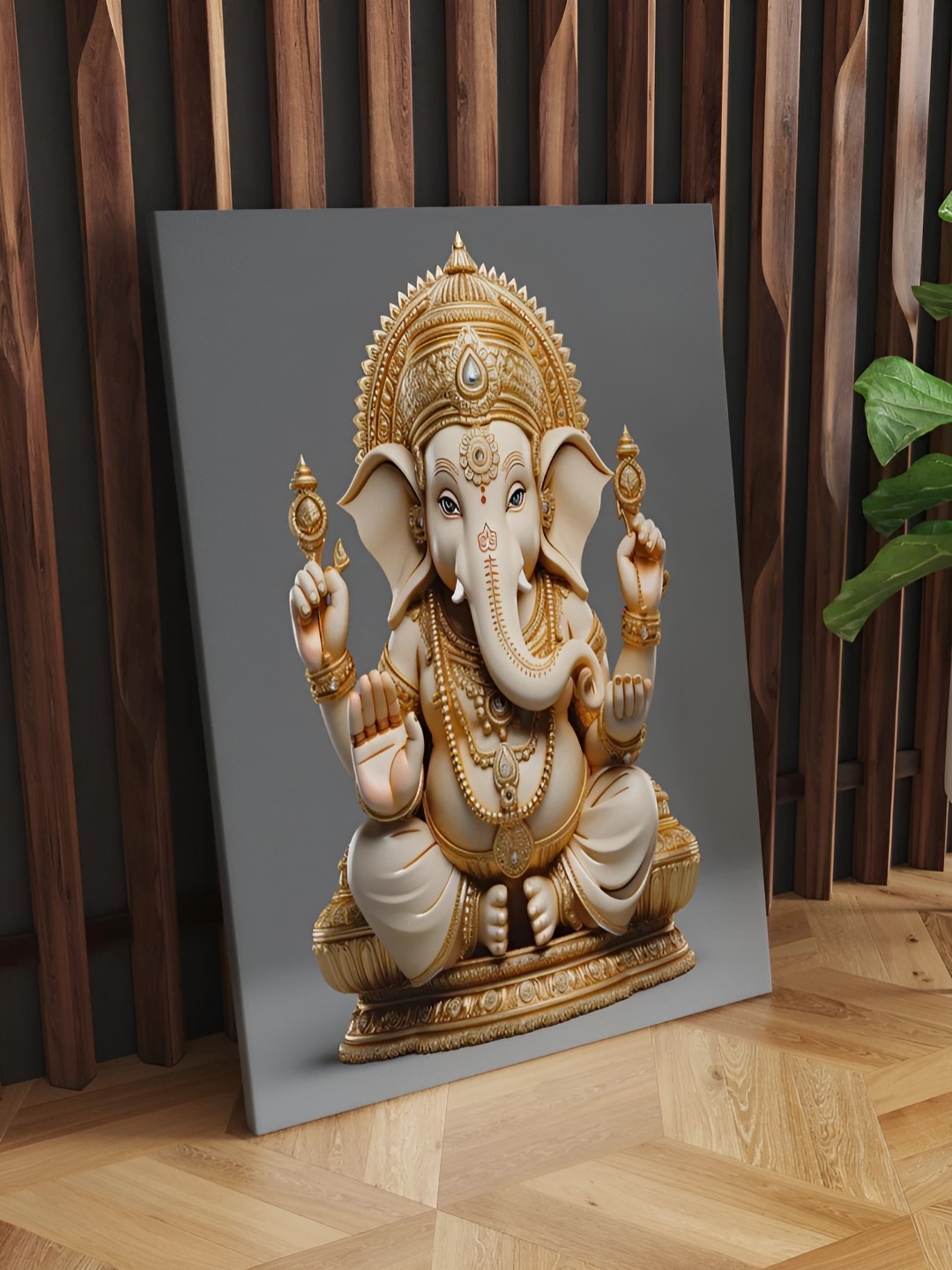 

CLAWCRAFTS Gold Toned & Cream Religious Painting Canvas Wall Art