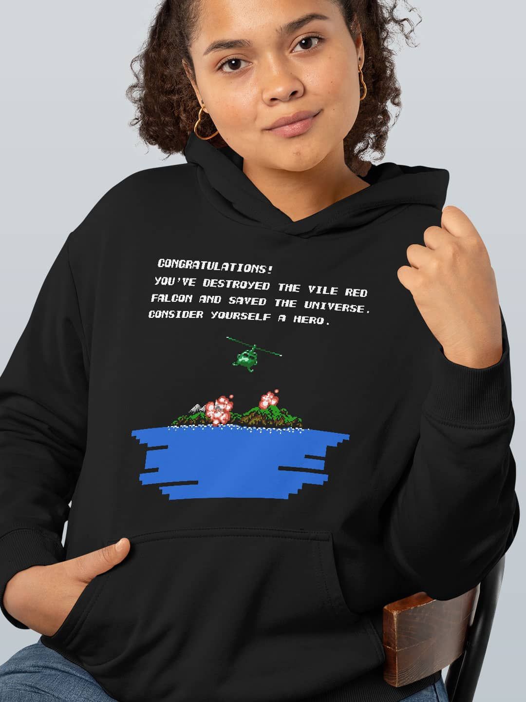 

macmerise Women Printed Hooded Sweatshirt, Black