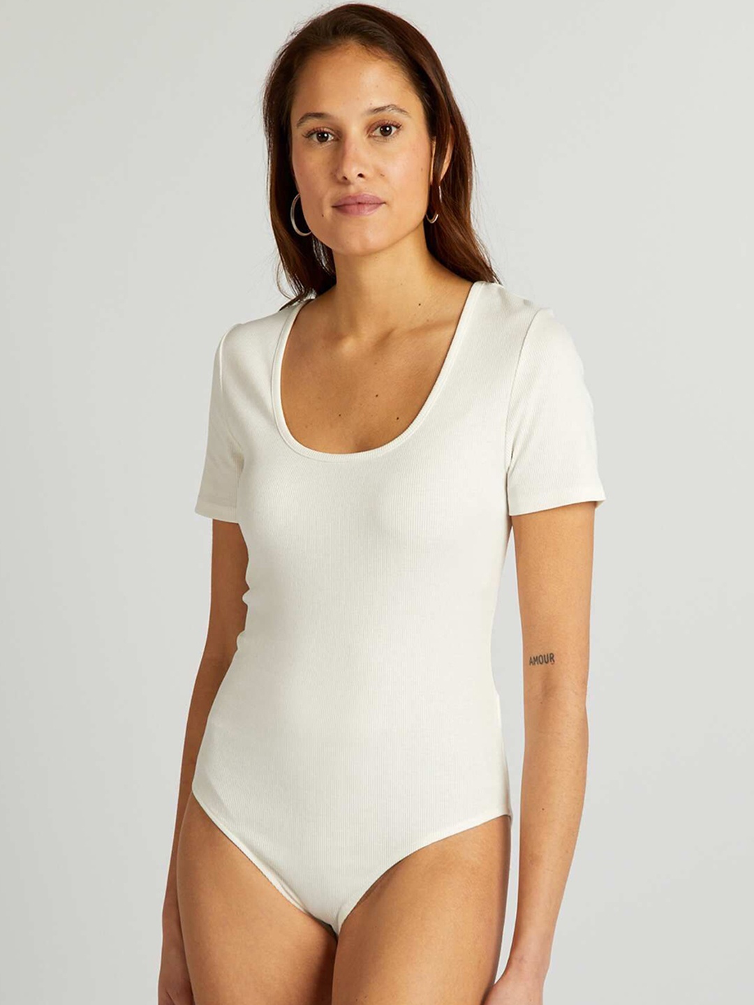 

KIABI Round Neck Bodysuit, White