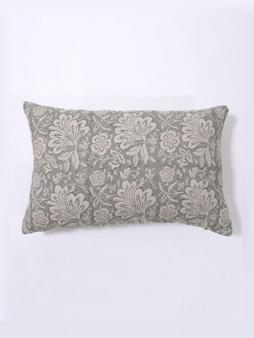 

Art Avenue Beige & Grey Floral Printed Cotton Linen Rectangle Cushion Cover