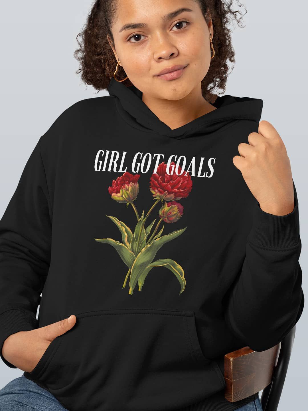 

macmerise Women Printed Hooded Sweatshirt, Black