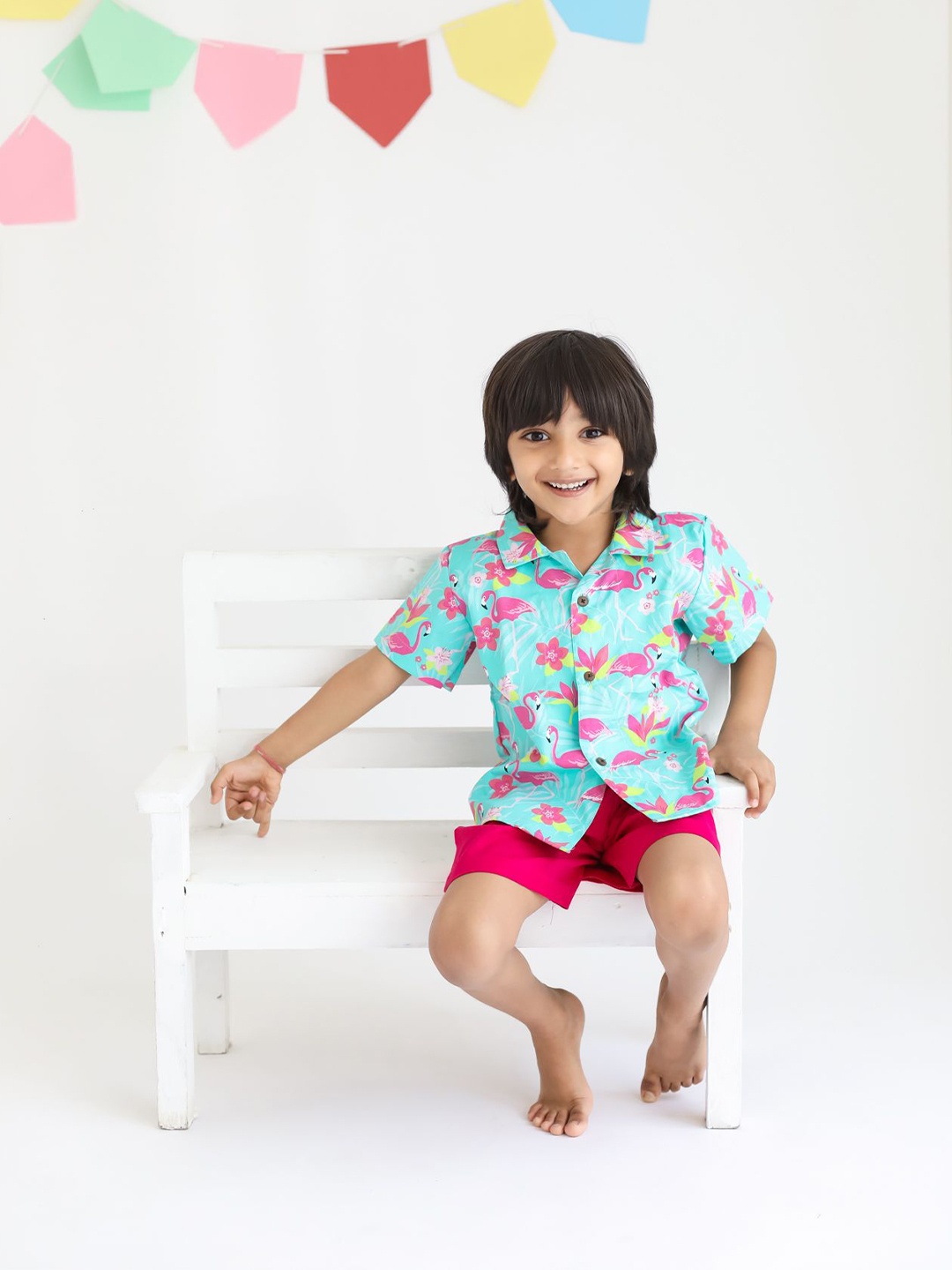 

Klingaru Boys Standard Conversational Printed Spread Collar Casual Shirt, Blue