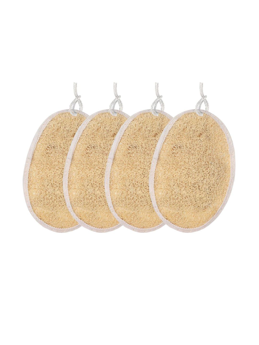 

CareDone Set Of 4-Pcs Natural Body Scrubber Loofah, Beige