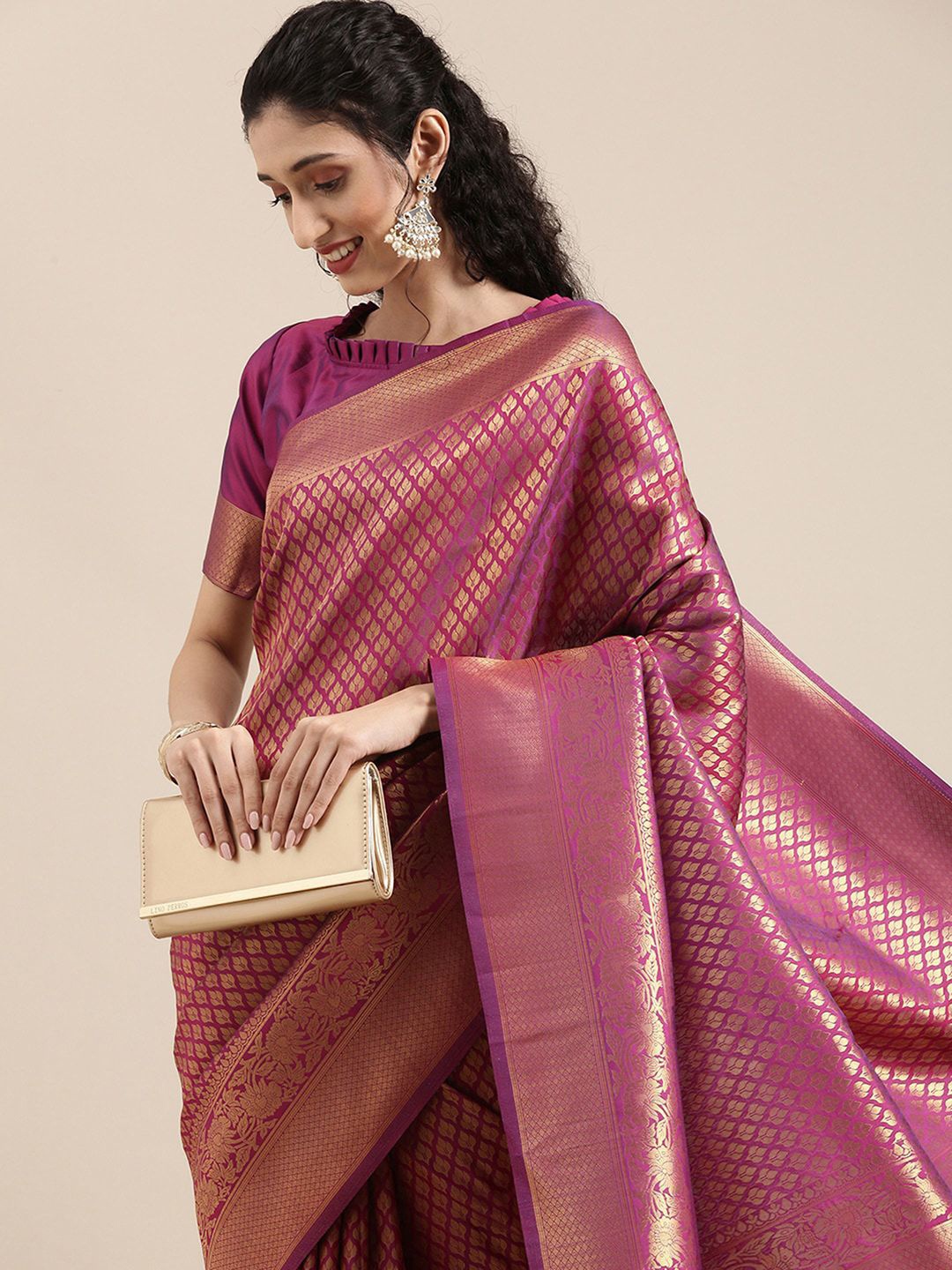 

Saree mall Woven DesignBanarasi Sarees, Magenta