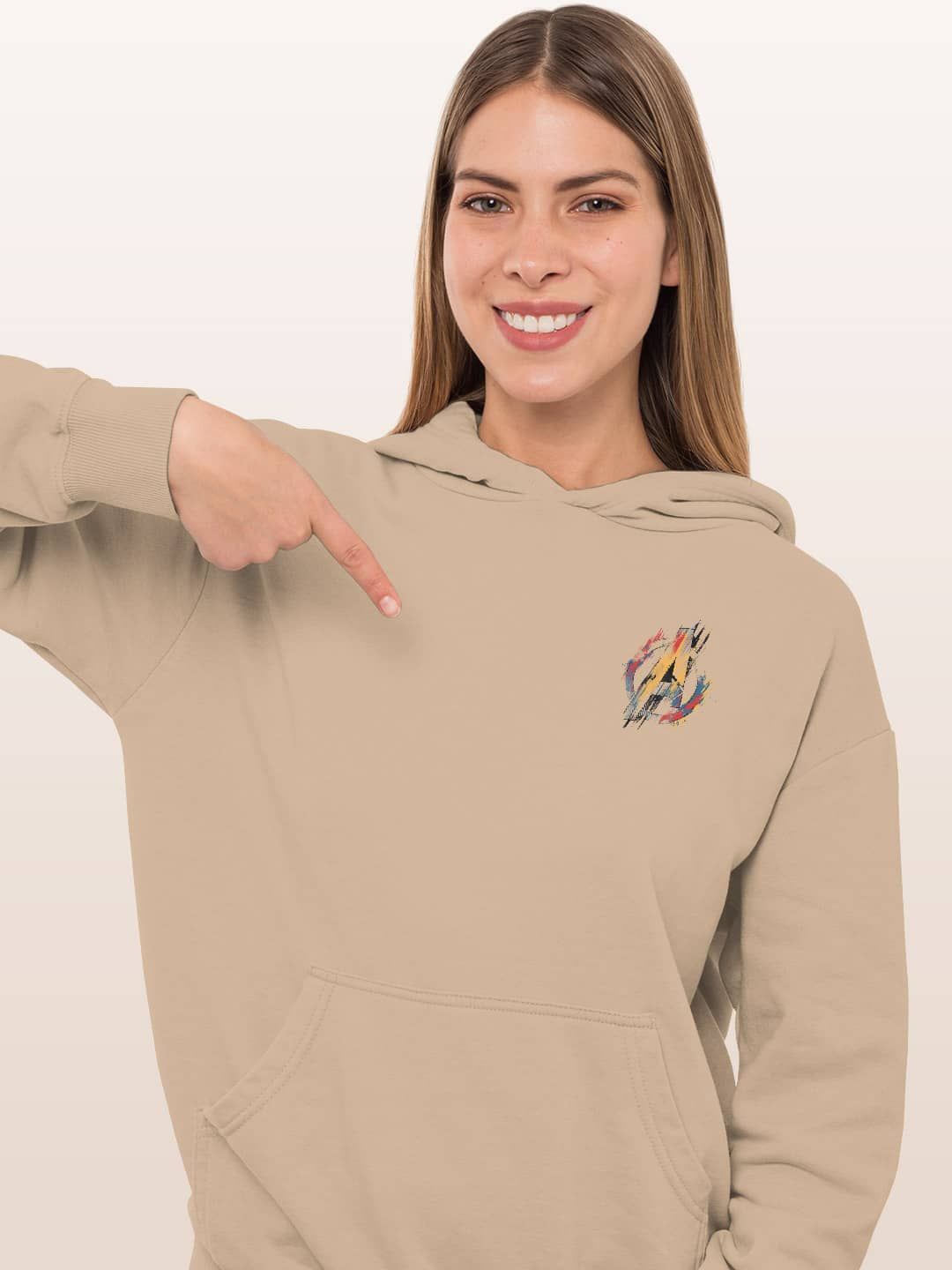 

macmerise Women Hooded Sweatshirt, Beige