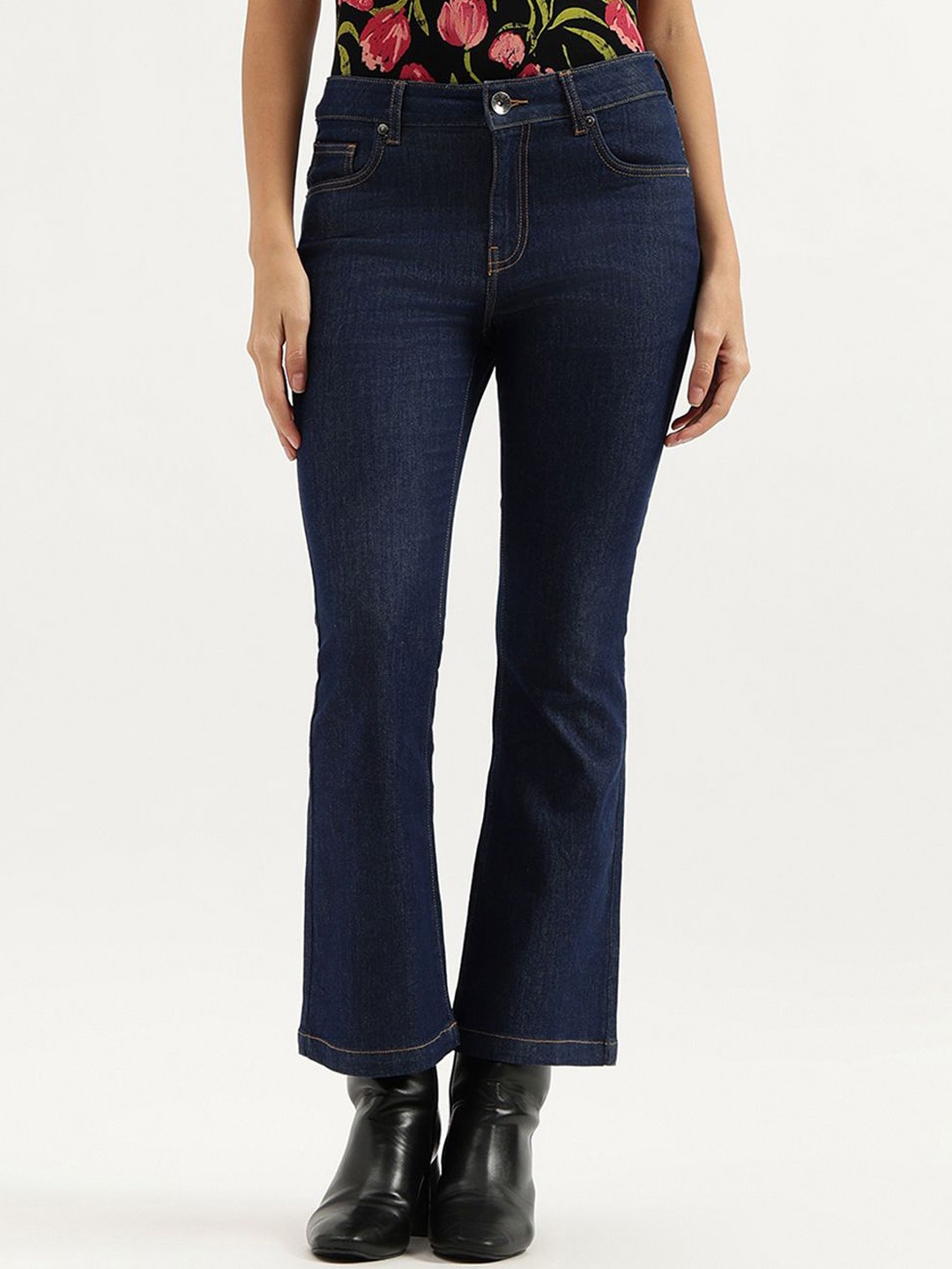 

United Colors of Benetton Women Solid Bootcut High-Rise Jeans, Blue
