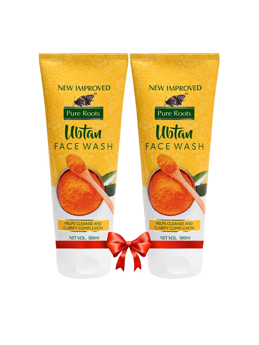 

pure roots Set of 2 Ubtan Face Wash with Turmeric & Sandalwood - 100 ml each, Yellow