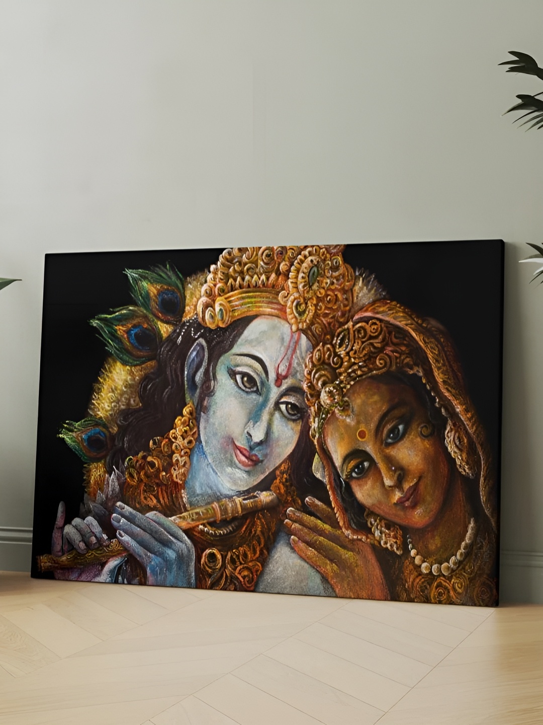 

CLAWCRAFTS Gold Toned & Black Religious Painting Canvas Wall Art