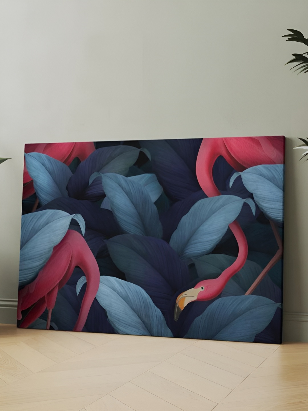 

CLAWCRAFTS Navy Blue & Blue Bird Canvas Wooden Wall Painting