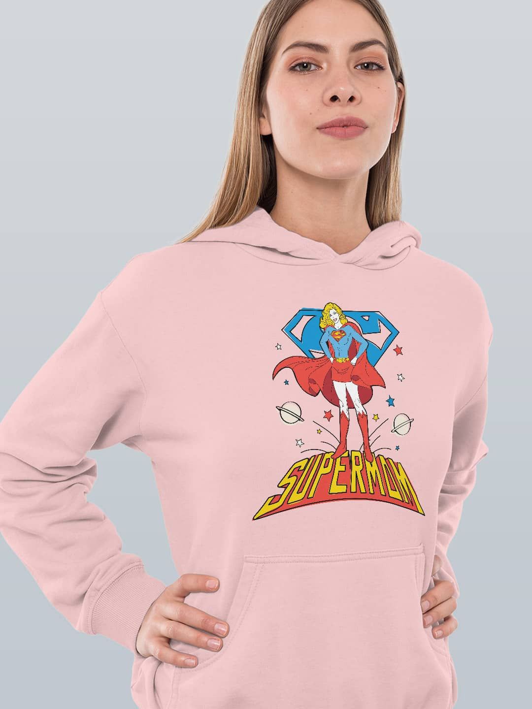 

macmerise Women Printed Hooded Sweatshirt, Pink