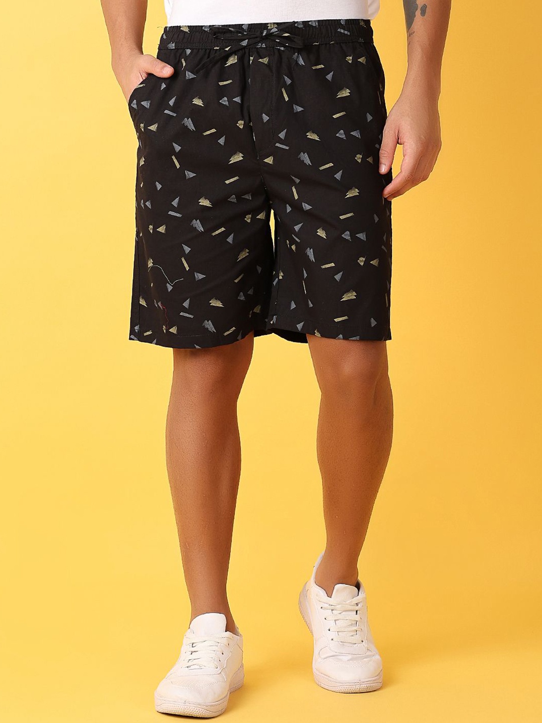 

V-Mart Men Printed Regular Fit Shorts, Black