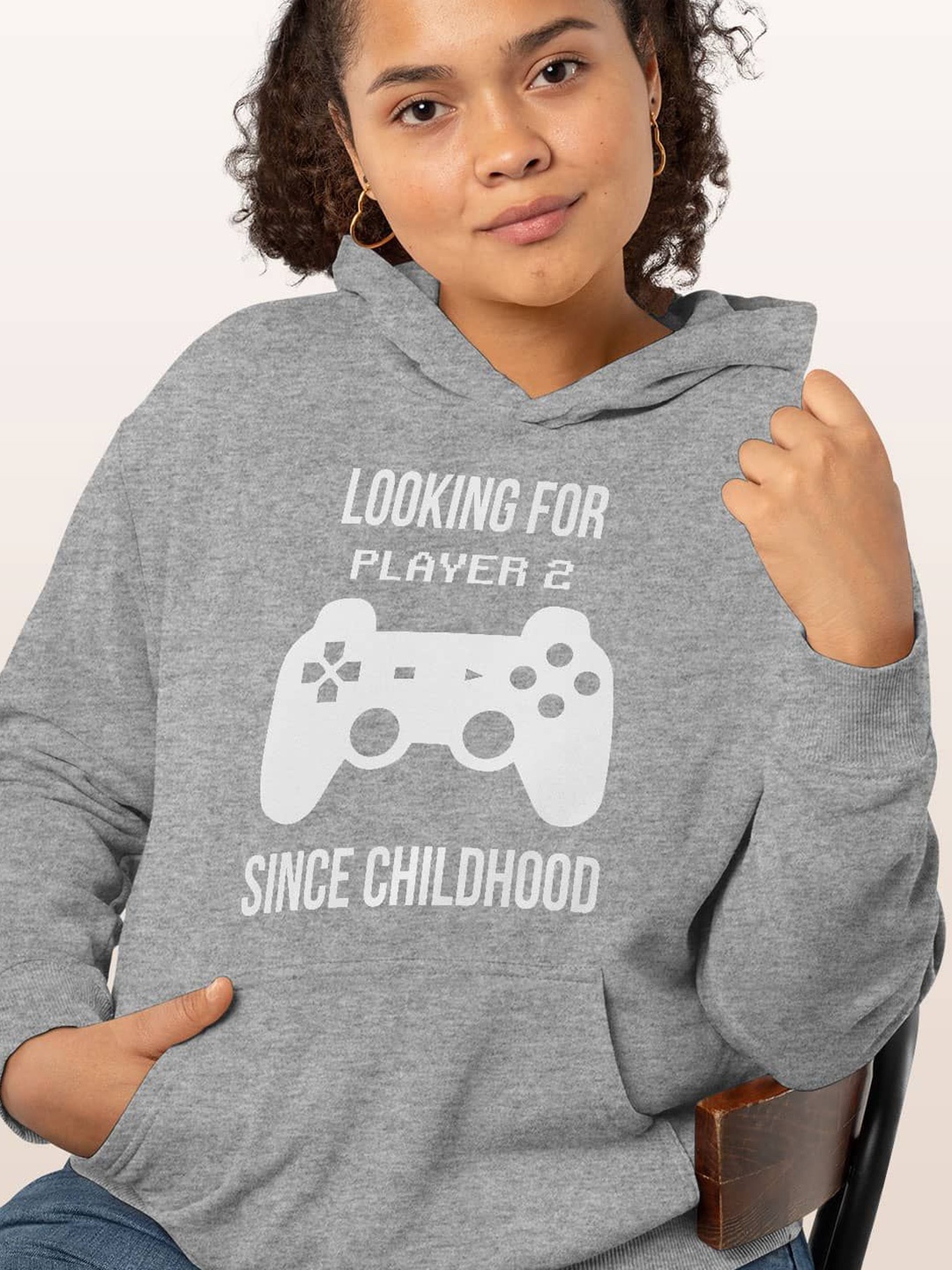 

macmerise Women Printed Hooded Sweatshirt, Grey
