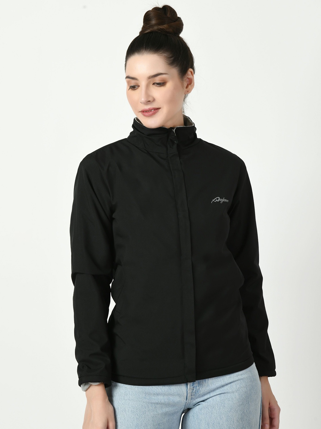 

WAYLENE Women Windcheater and Water Resistant Outdoor Sporty Jacket, Black