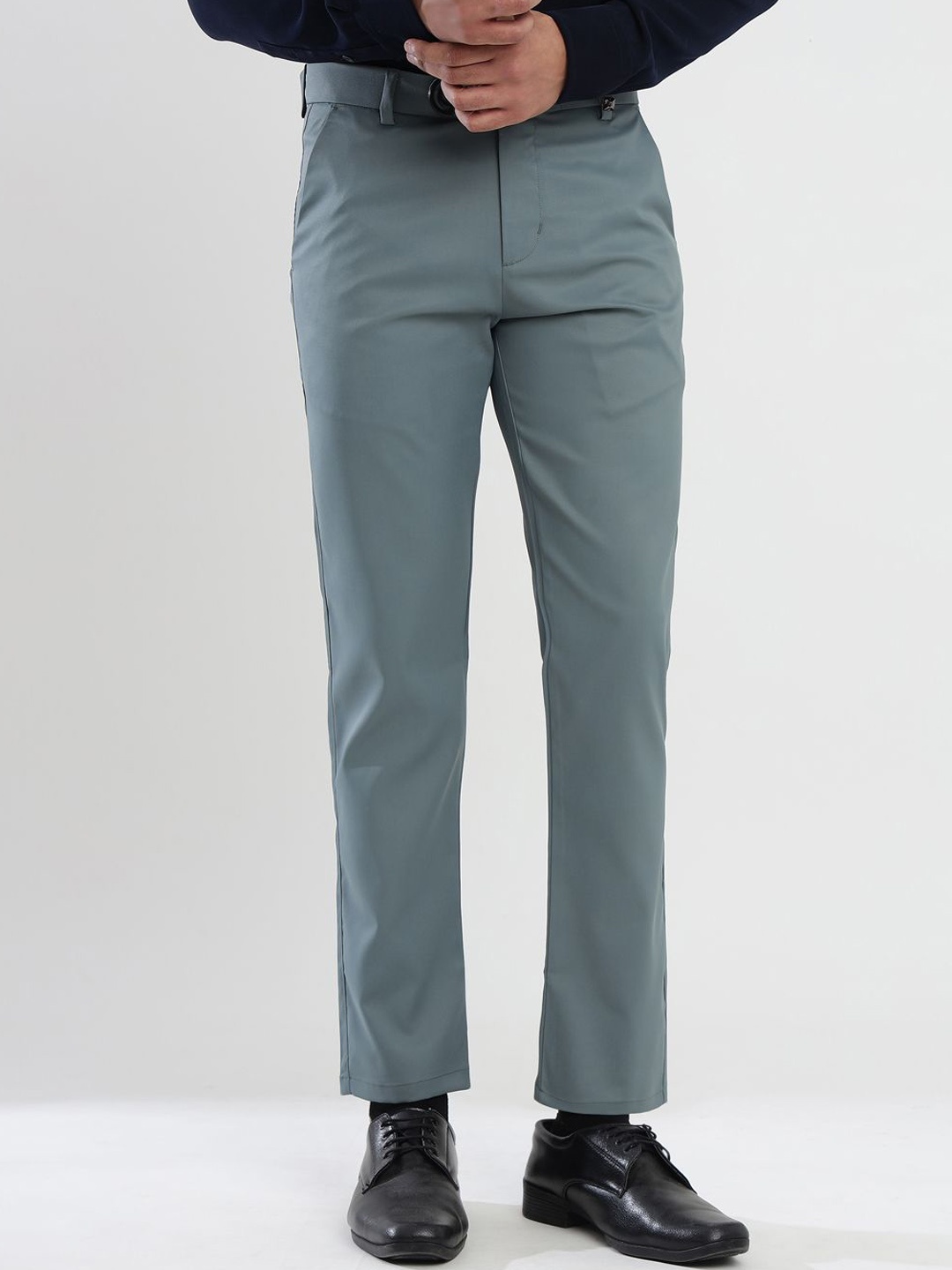 

MANTICORE Men Mid-Rise Formal Trousers, Grey