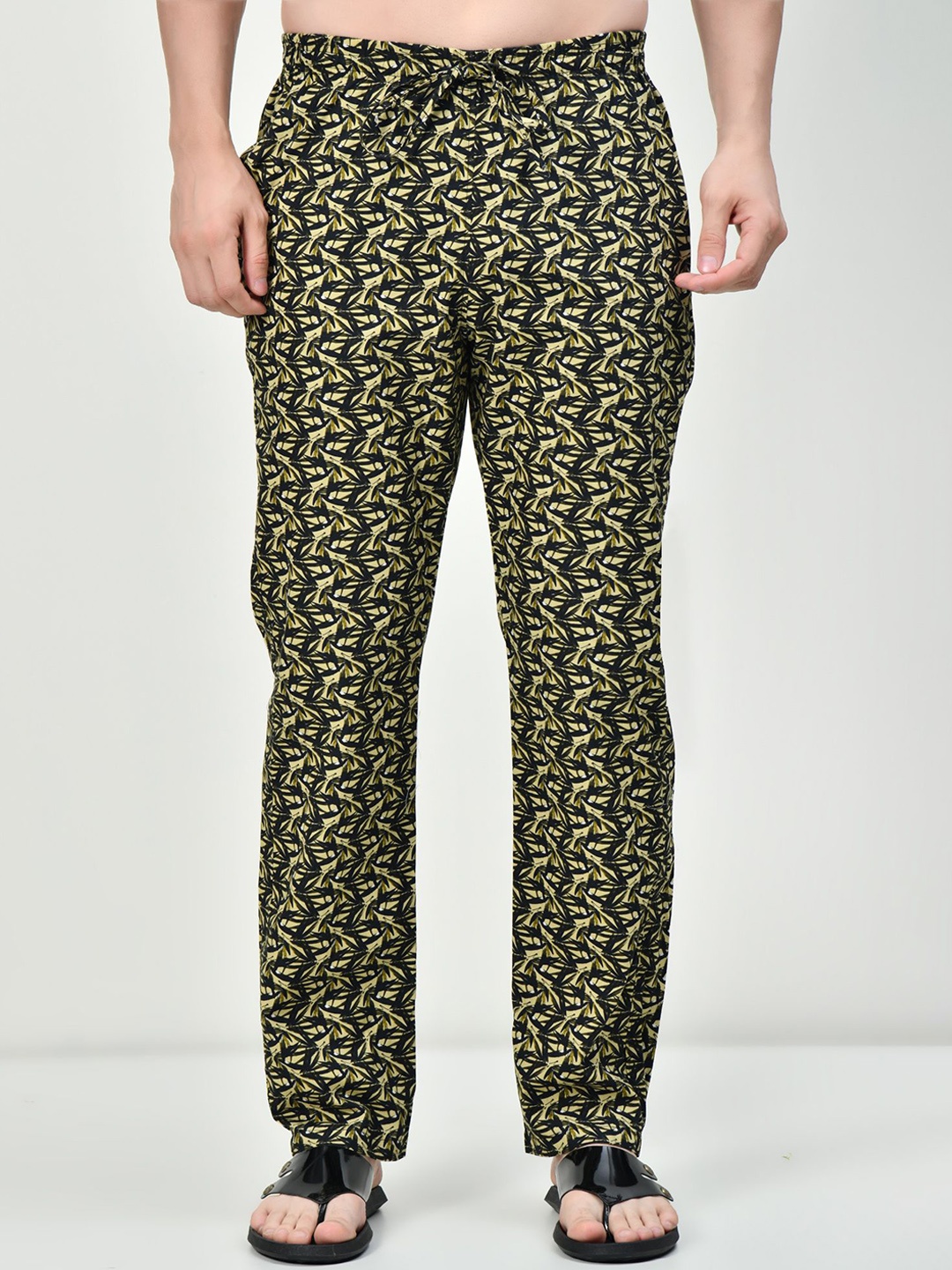 

BAESD Printed Pure Cotton Lounge Pants, Green