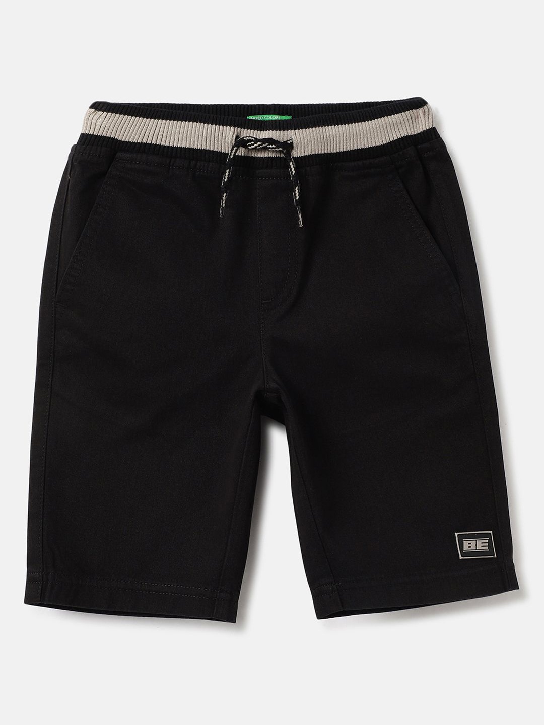 

United Colors of Benetton Boys Mid-Rise Pure Cotton Shorts, Black