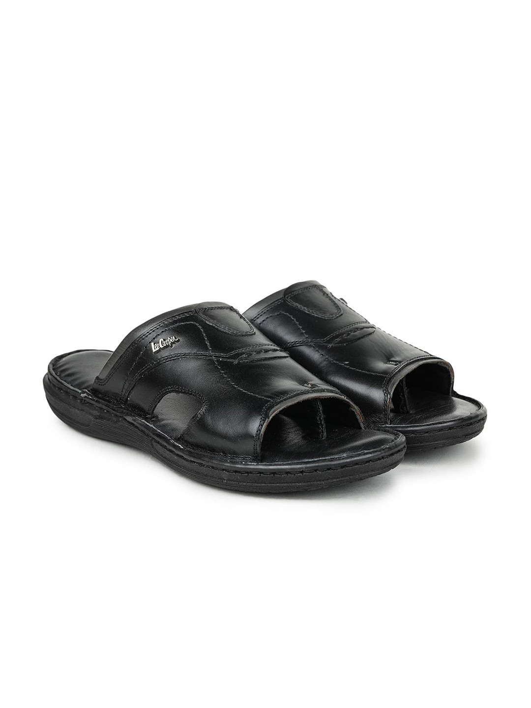 

Lee Cooper Men Leather Comfort Sandals, Black