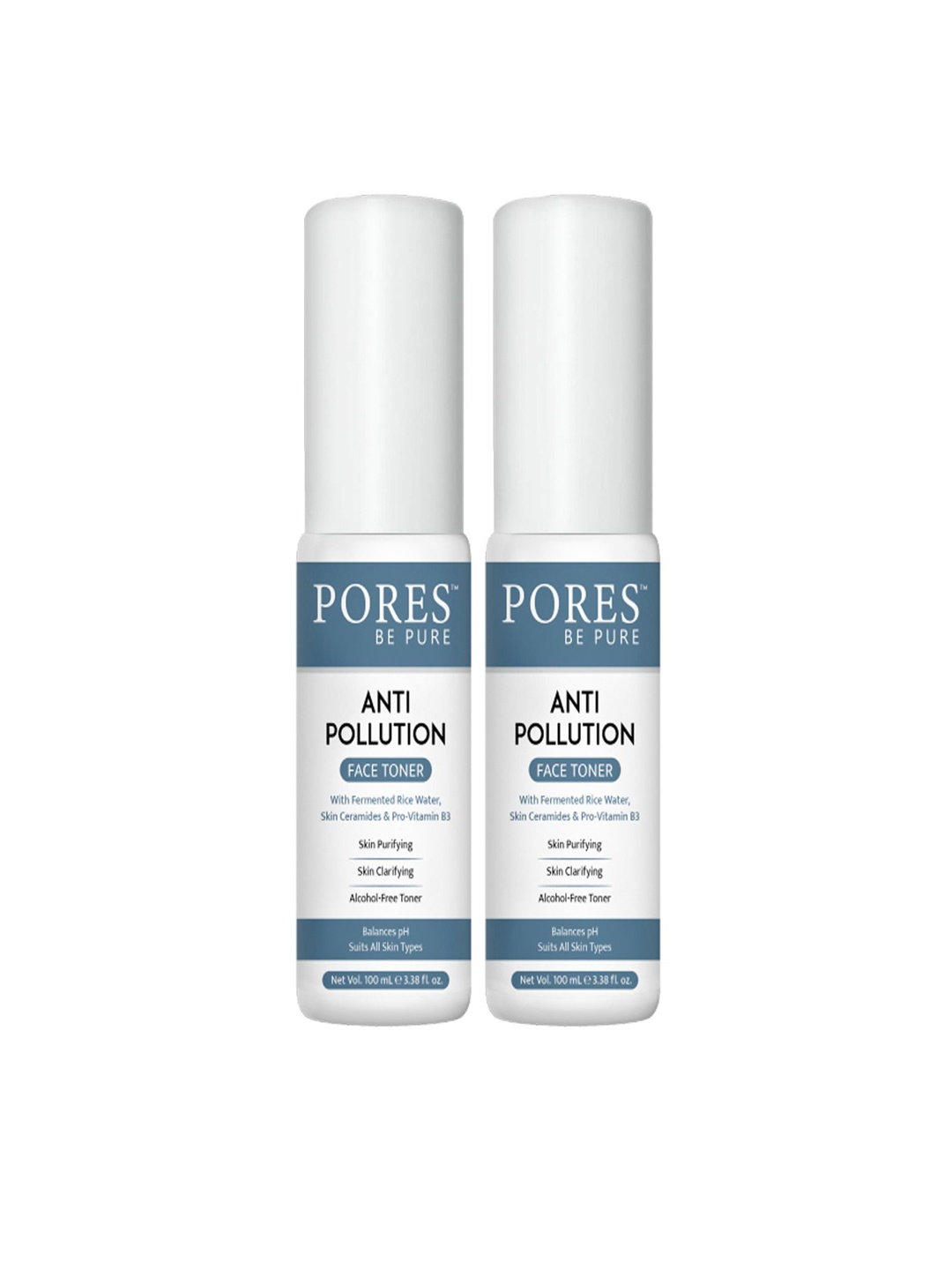 

PORES Be Pure Set Of 2 Anti-Pollution Face Toner With Rice Water-100ml Each, White