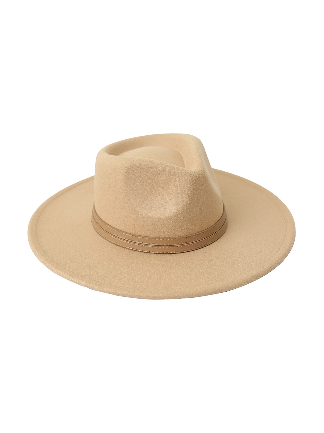 

FabSeasons Unisex Beige Solid Trilby Hat