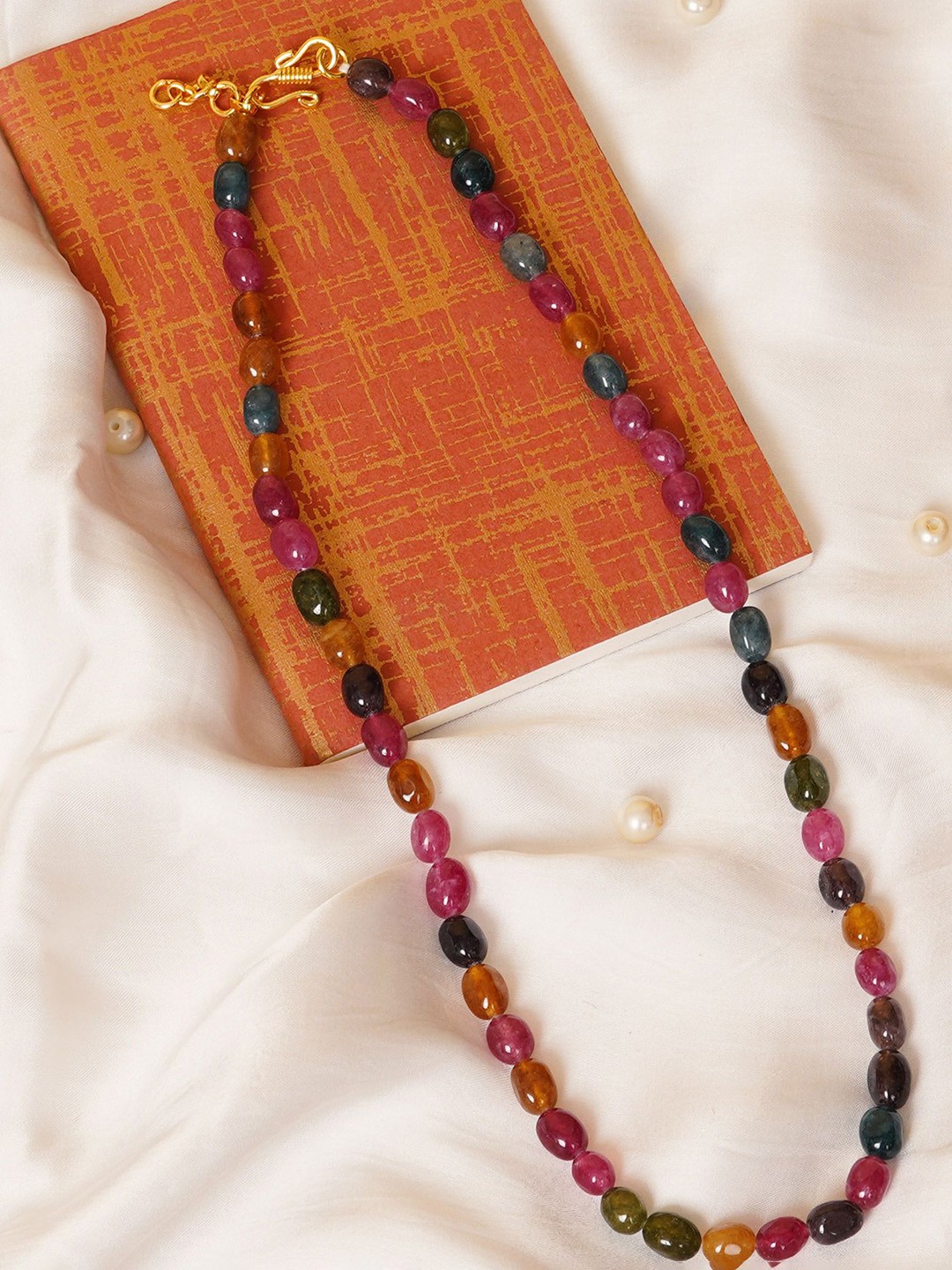 

Unnati Silks Amravati Oval Beads Necklace, Gold