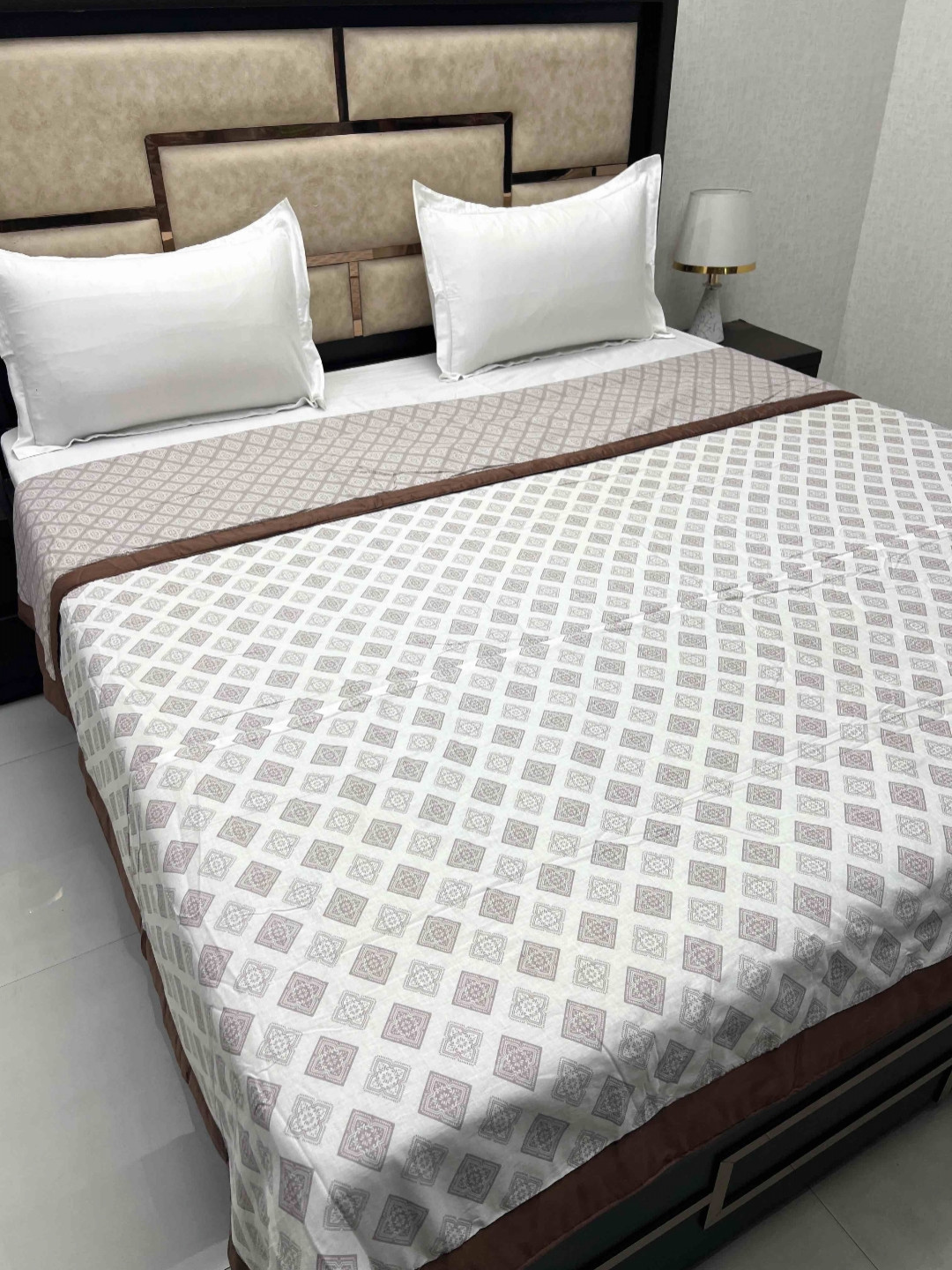 

Pure Decor Brown & White EthnicMotifs Printed Pure Cotton AC Room 233 GSM Double Bed Dohar