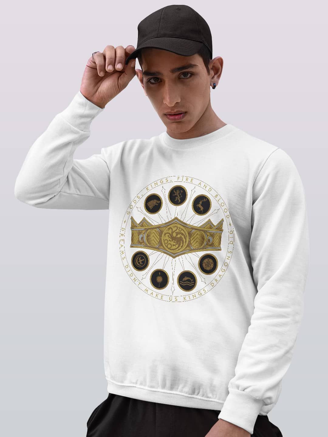 

macmerise Men Printed Sweatshirt, White