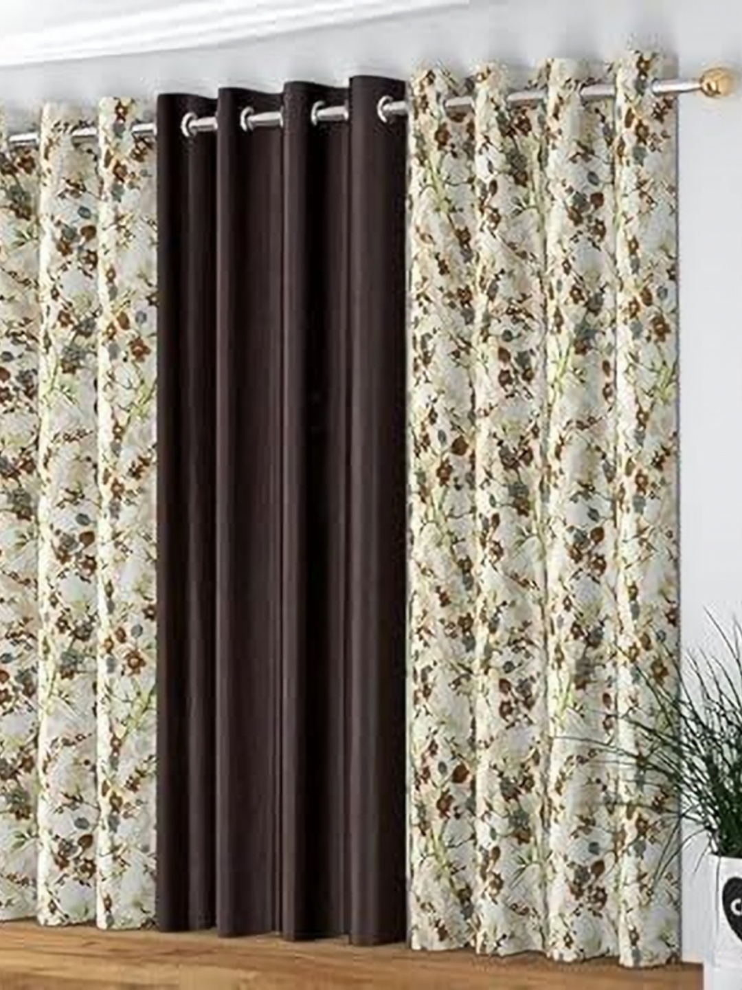 

Banchmark Home Furnishings Cream-Coloured & Brown Set of 3 Floral Door