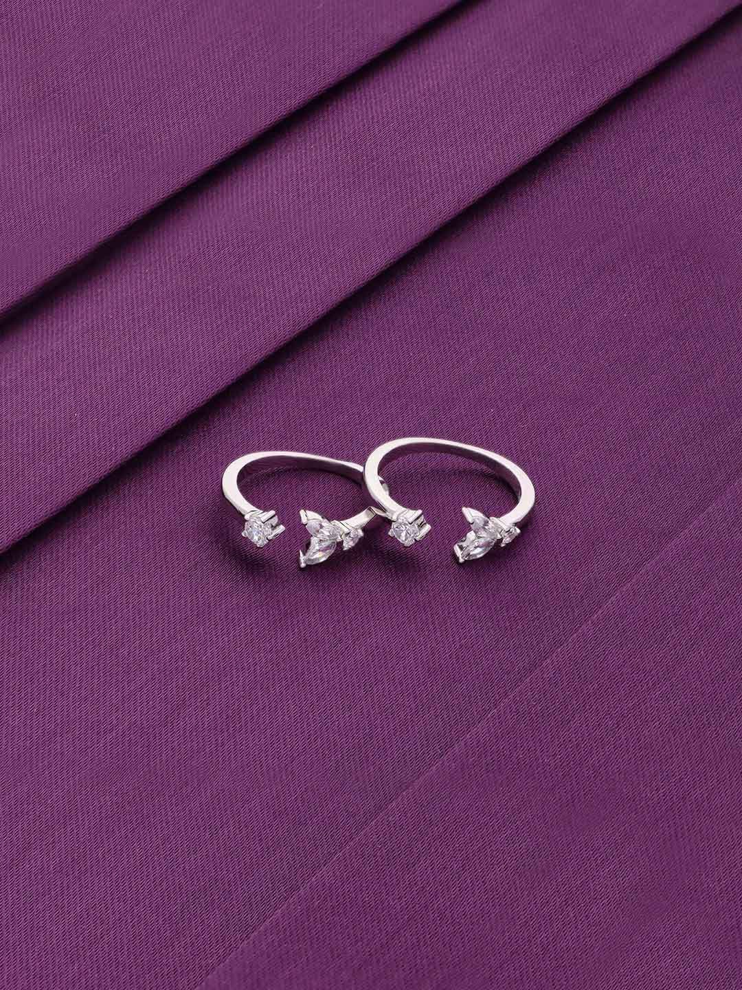 

KAI JEWEL Rhodium Plated 92.5 Sterling Silver Cubic Zirconia Toe Rings