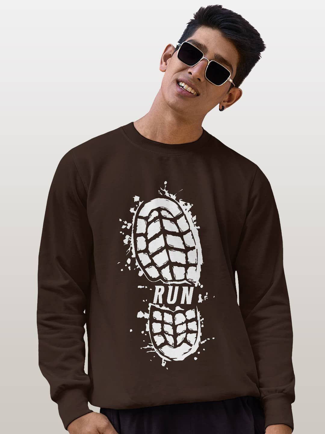 

macmerise Men Printed Sweatshirt, Brown