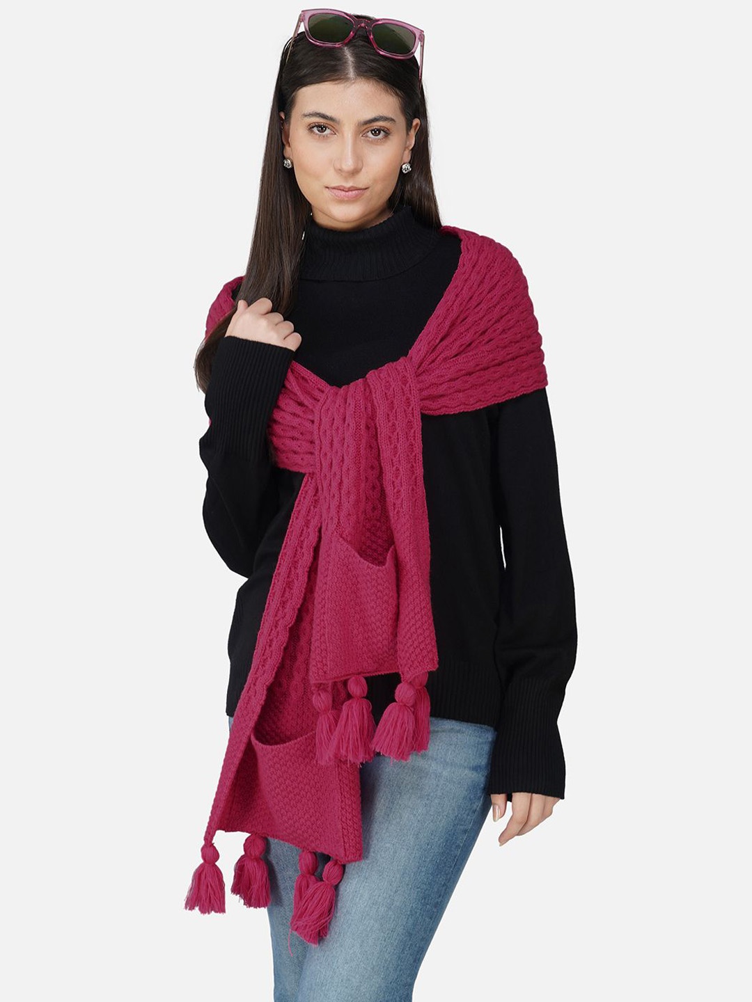 

JoE Hazel Women Acrylic Mufflers, Magenta