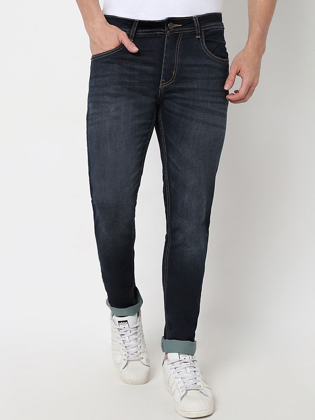 

R&B Men Skinny Fit Light Fade Jeans, Blue