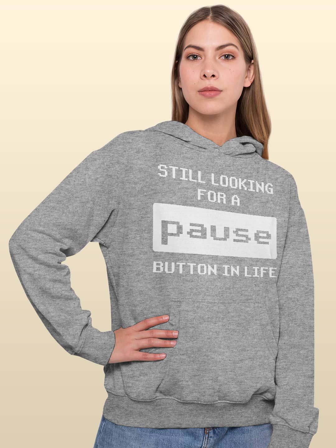 

macmerise Women Printed Hooded Sweatshirt, Grey