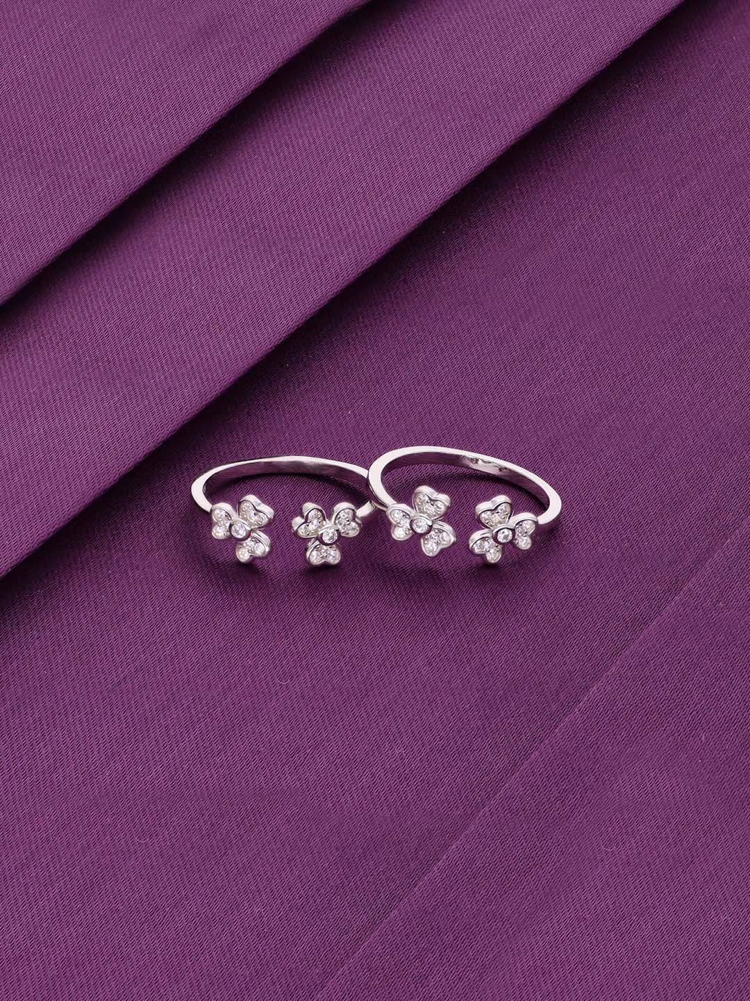 

KAI JEWEL Rhodium Plated 92.5 Sterling Silver Cubic Zirconia Toe Rings
