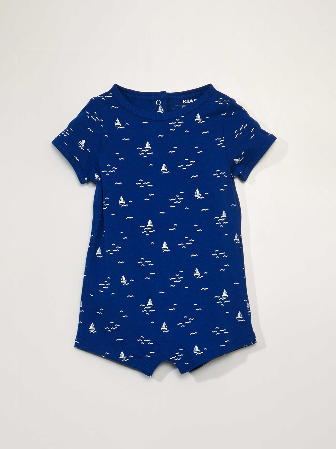 

KIABI Infant Boys Printed Pure Cotton Romper, Blue