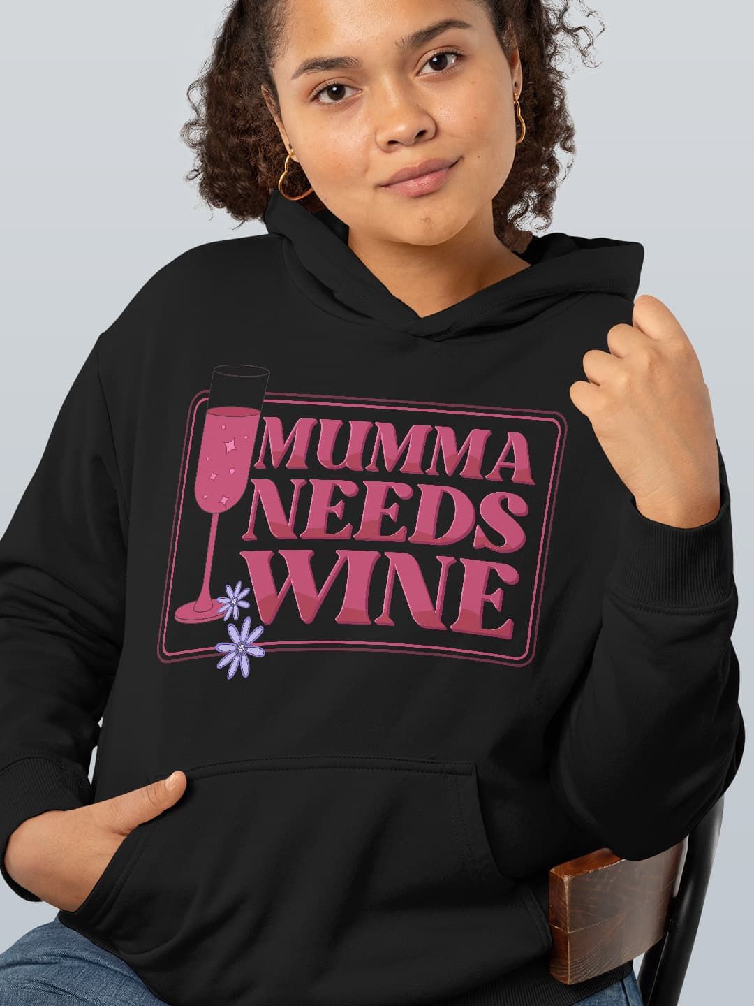 

macmerise Women Printed Hooded Sweatshirt, Black