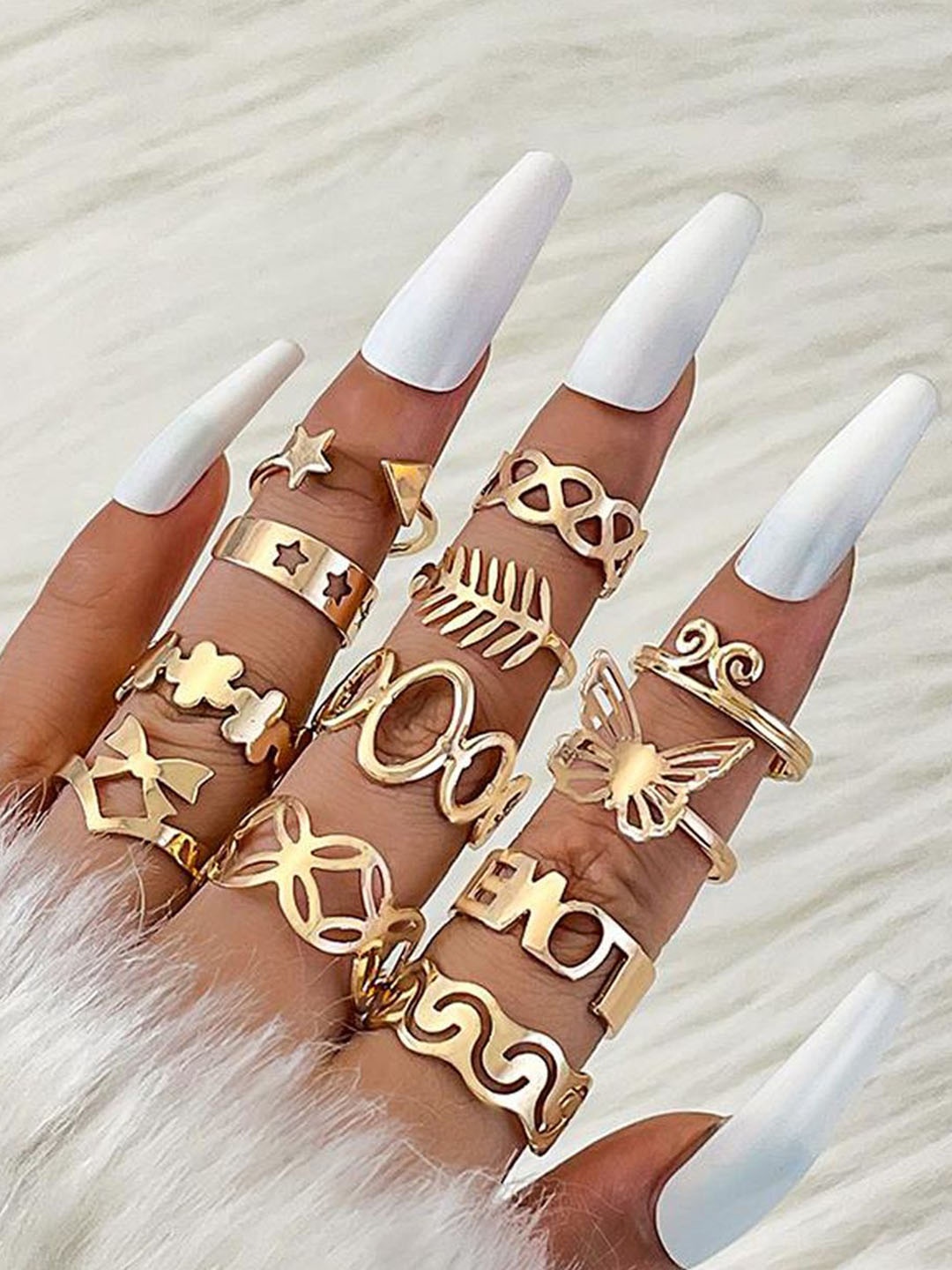 

Jewels Galaxy Set Of 12 Gold-Plated Stackable Finger Rings