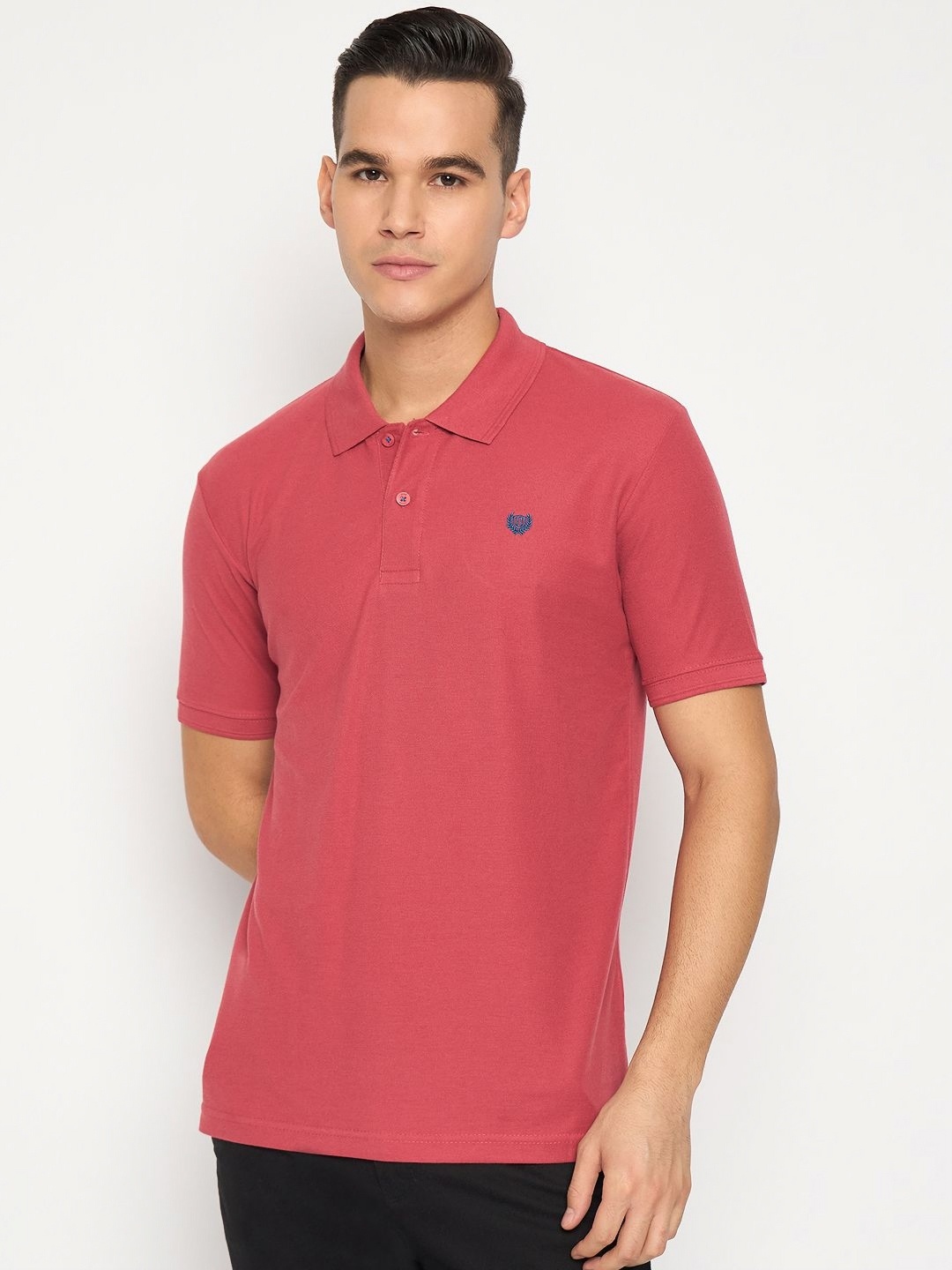 

Duke Men Solid Polo Collar Cotton Slim Fit T-shirt, Red