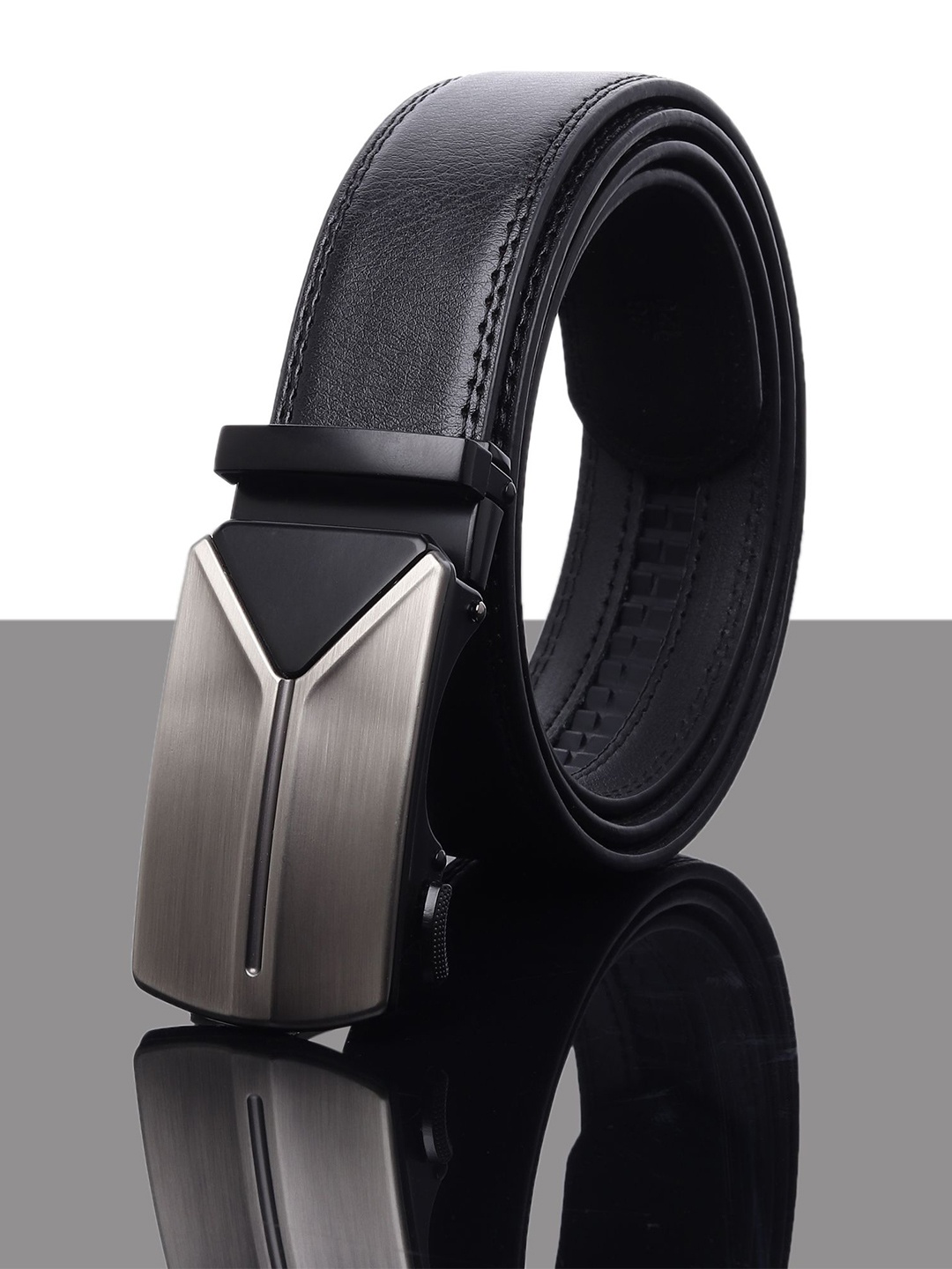 

WINSOME DEAL Men Slider Buckle Closure Solid Formal Belt, Black