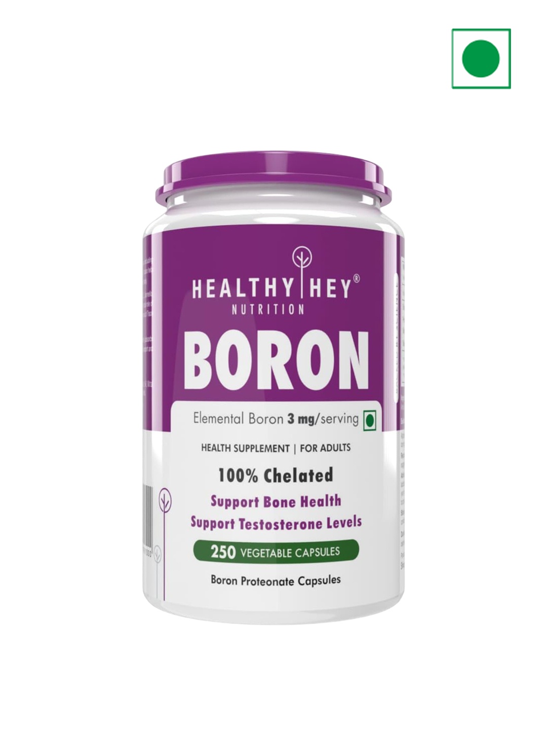 

Healthy Hey Nutrition Boron Advanced Chelated-250 Veg Capsules, White