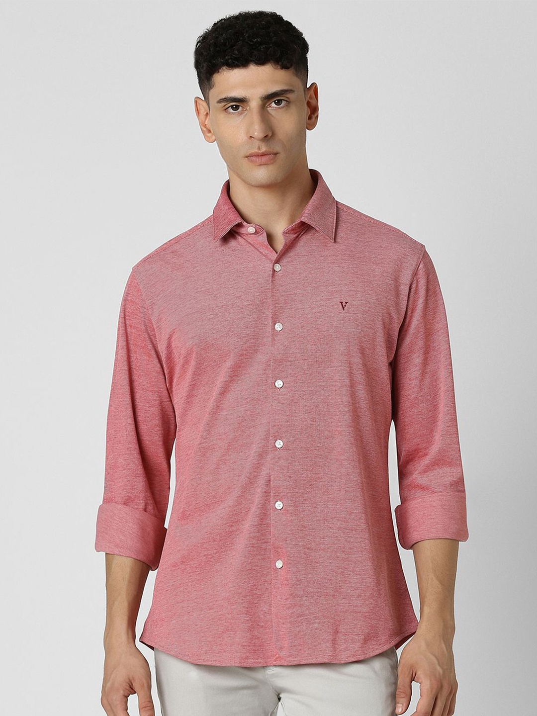 

Van Heusen Sport Men Spread Collar Solid Cotton Slim Fit Casual Shirt, Pink