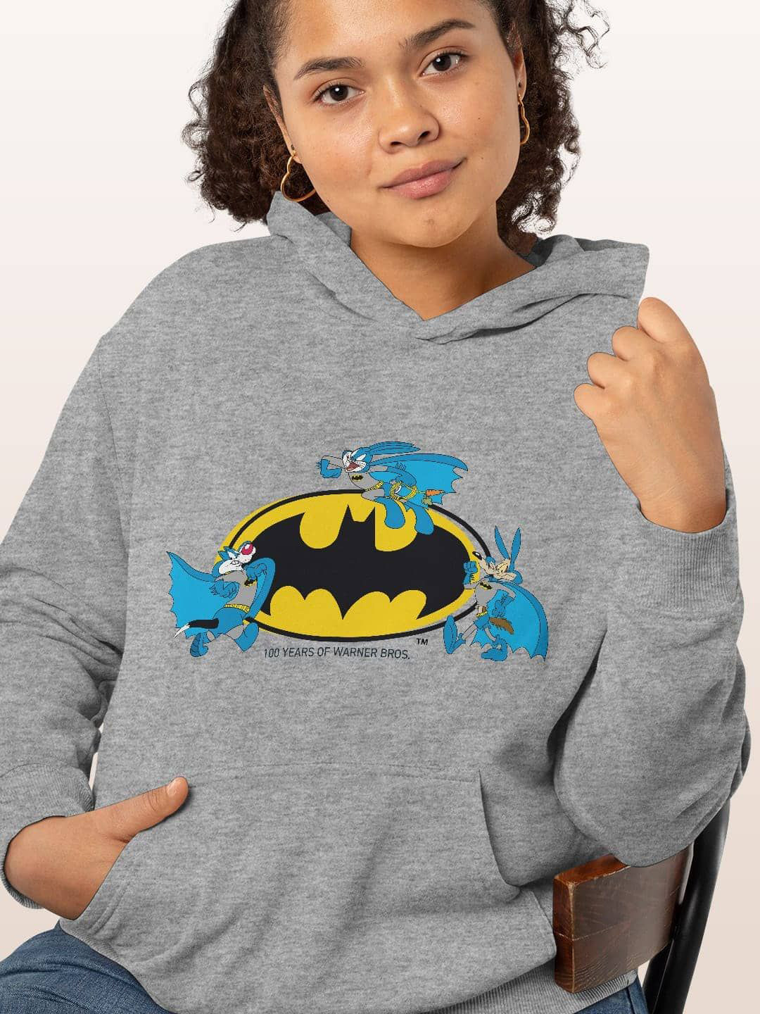 

macmerise Women Printed Hooded Sweatshirt, Grey