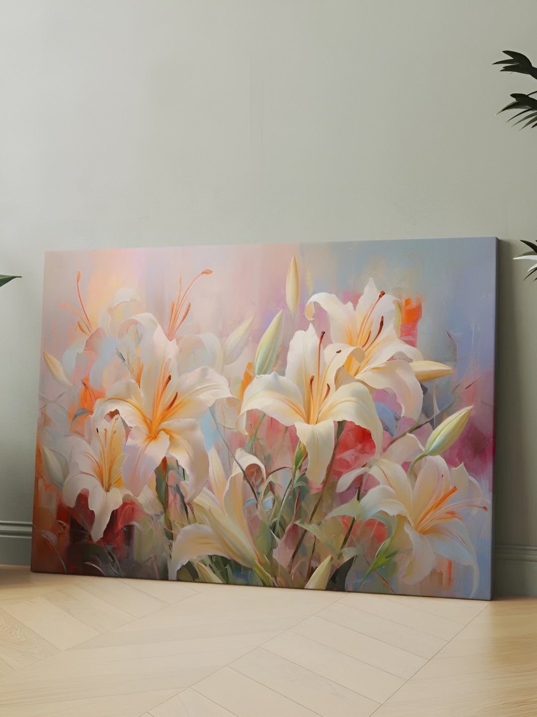 

CLAWCRAFTS Pink & White Floral and Botanical Painting Canvas Wall Art