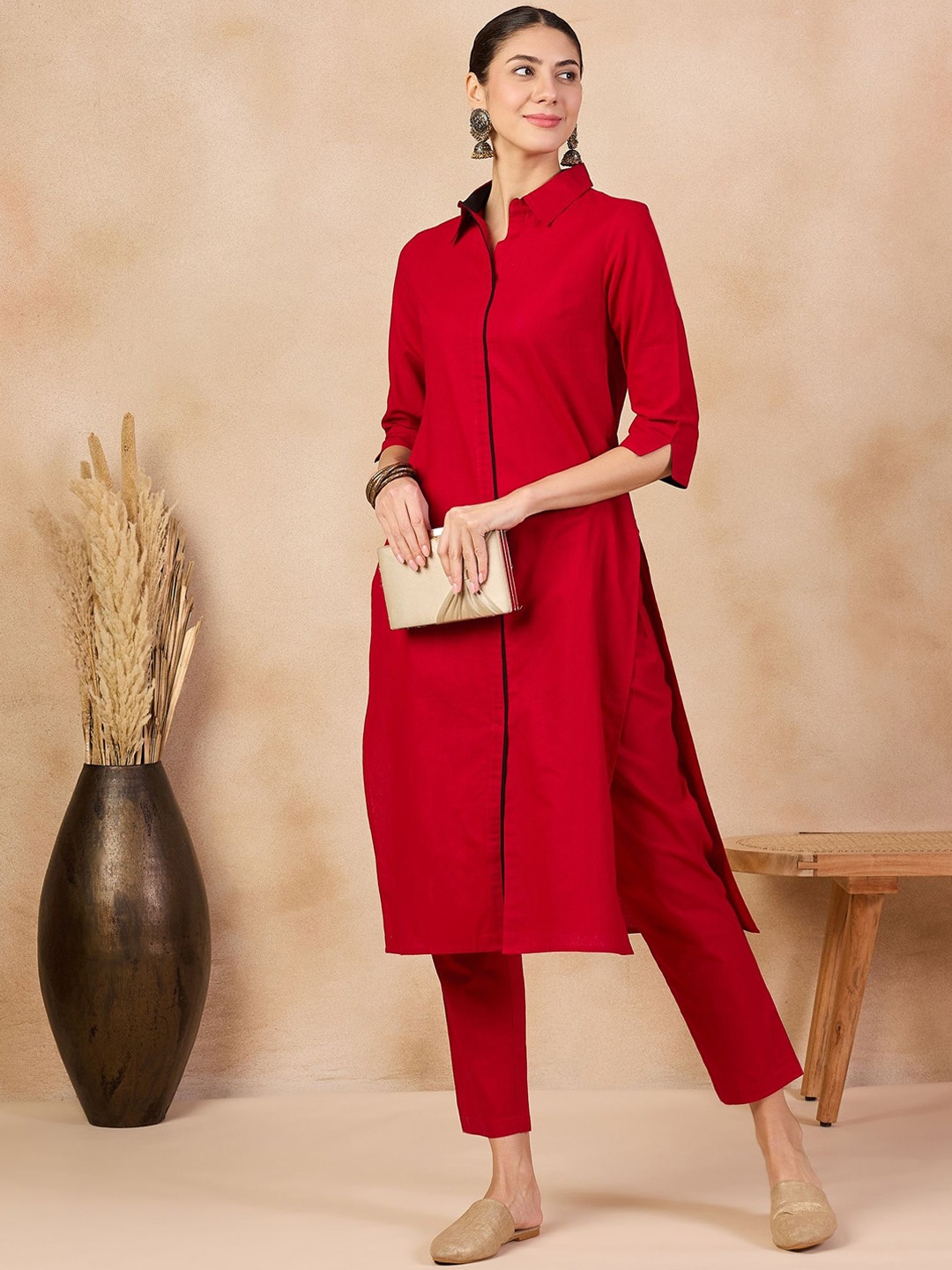 

Anouk Pure Cotton Tunic With Trousers, Red